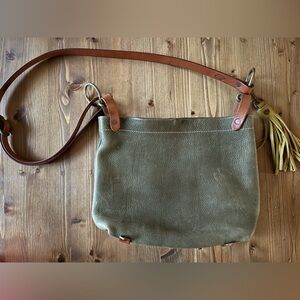 Copper Dot Olive Green Leather Crossbody Bag
